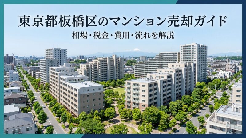 板橋区のマンション売却を2026年最新データで徹底解説。築年数別・エリア別の売却相場（平均4,680万円・㎡単価72.8万円）、大山駅・上板橋駅の再開発動向、譲渡所得税・3,000万円特別控除の計算例、仲介手数料・費用一覧、売却7ステップの流れまで網羅。地域密着のグローバルホームが無料査定受付中。