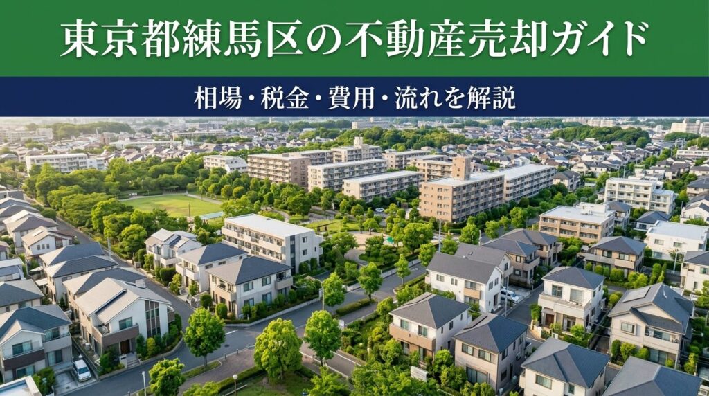 練馬区の不動産売却を徹底解説。2026年最新のマンション・戸建て・土地の売却相場、公示地価+5.33%の地価動向、譲渡所得税・3,000万円特別控除の計算例、仲介手数料・費用一覧、売却7ステップの流れまで。石神井公園駅再開発・大江戸線延伸など地域特性も網羅。地域密着のグローバルホームが無料査定受付中。