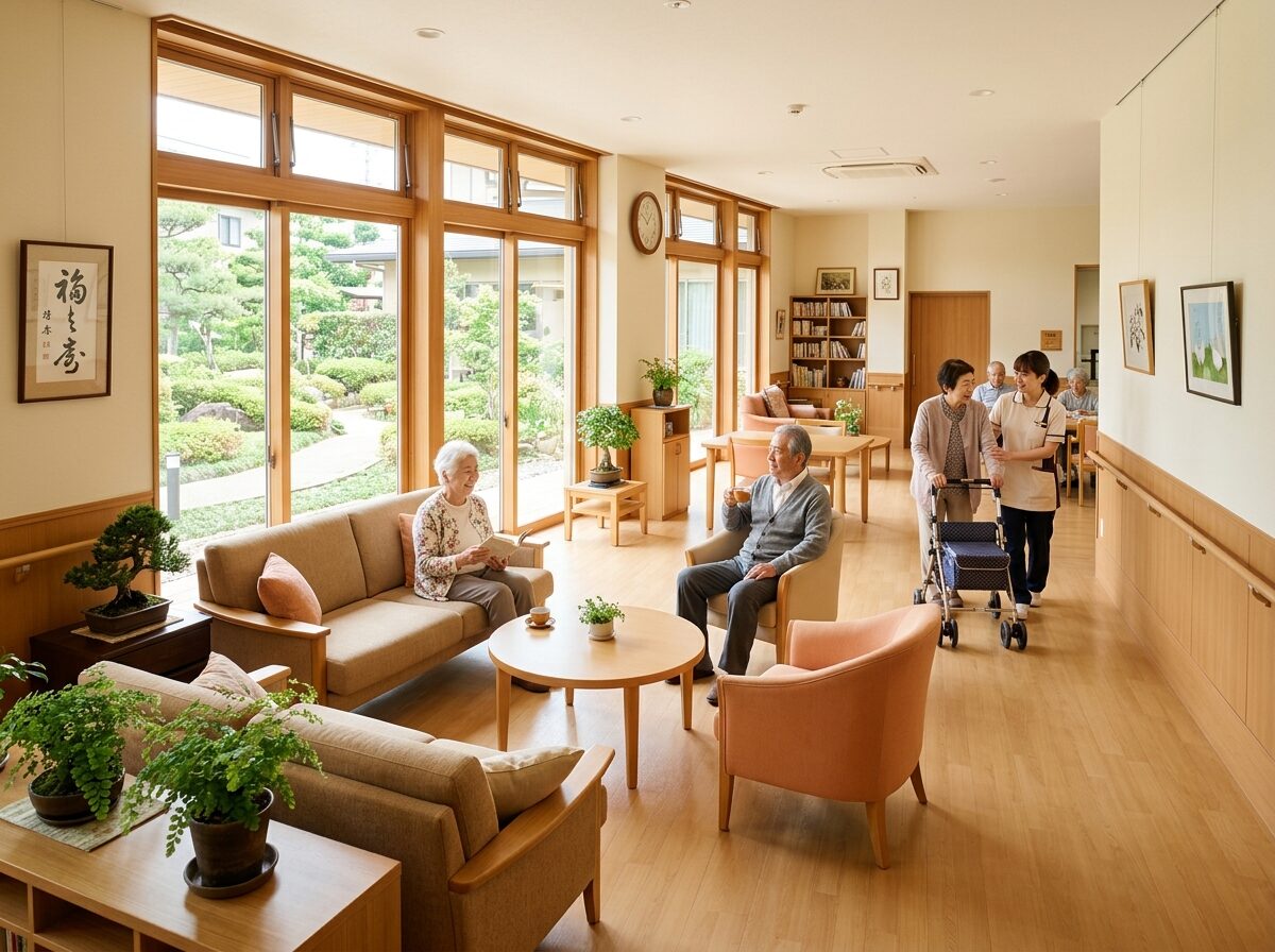 穏やかな日差しの中のシニア世代 - 安心の住み替え