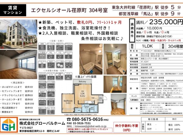 エクセルシオール荏原町 304号室